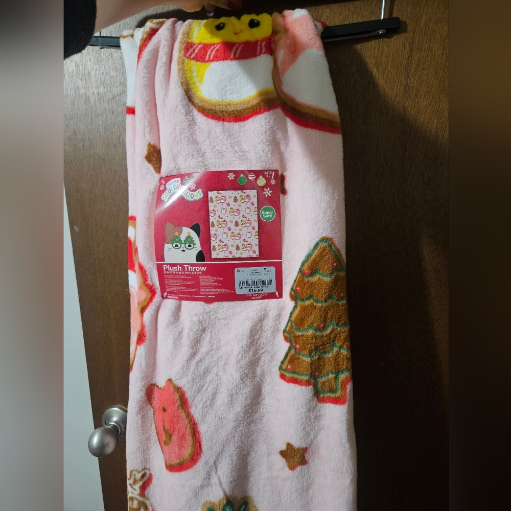 NWT Squishmallows Plush Throw 50"x70" Holiday Winter Christmas Cookie Theme